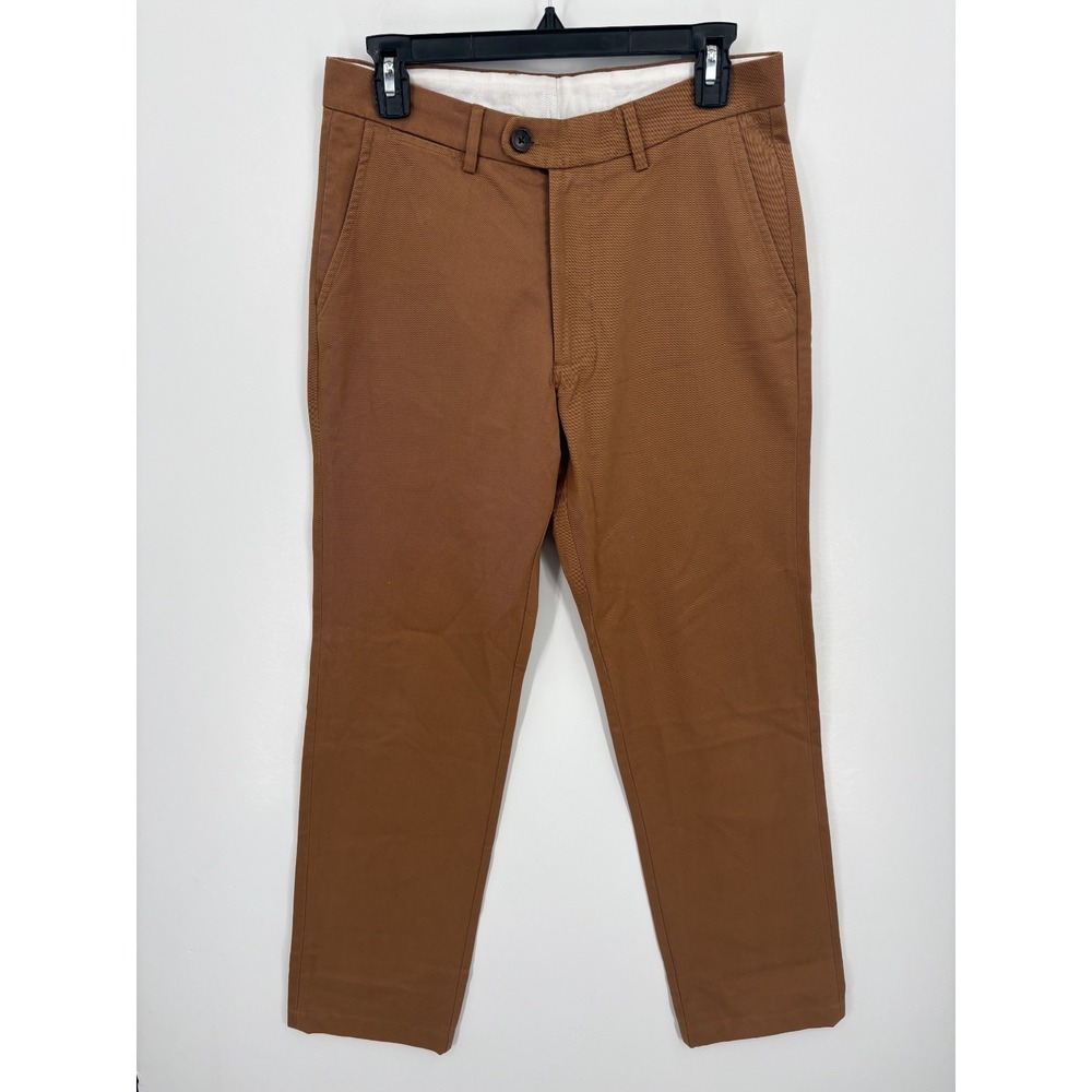 Spier & Mackay Men's British Khaki Chino Flat Front Slim Fit Pants, 30 x 30